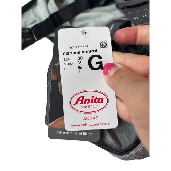 Anita Women's Heather Gray Extreme Control Sports Bra Size 36 - Picture 5 of 6